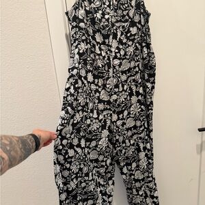 Floral Black and White Jumpsuit